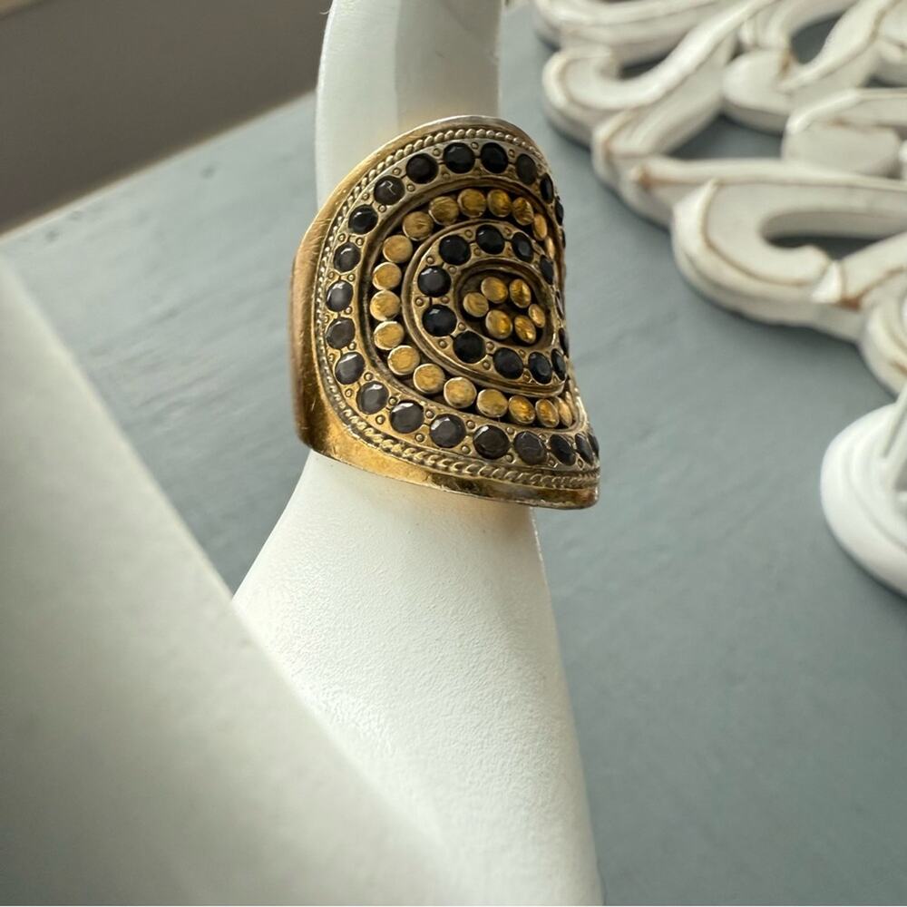 Anna Beck 925 Sterling Silver & 18K Gold Plated Ring Size 6.5 - Picture 4 of 10